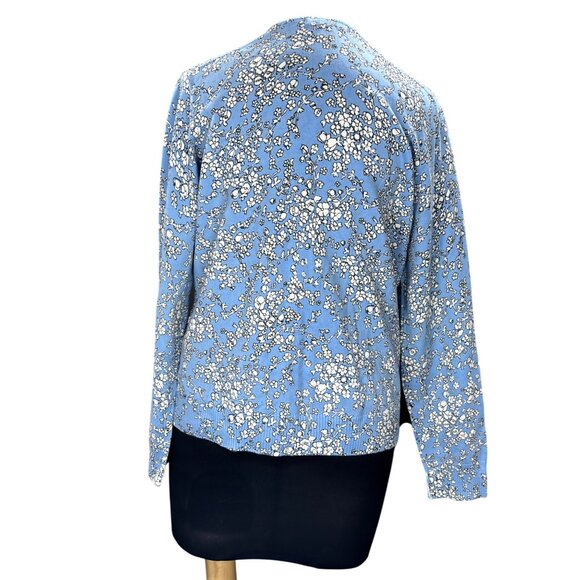 Lands End Womens Blue Floral Button-Down Cardigan Sweater S/P Cotton Blend Light - Picture 3 of 11